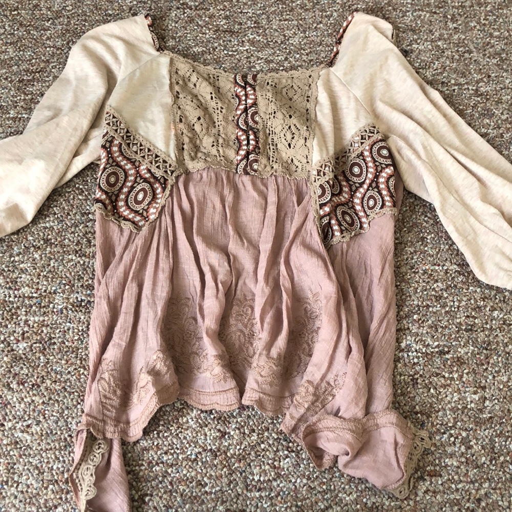 Pink/mauve/tan blouse